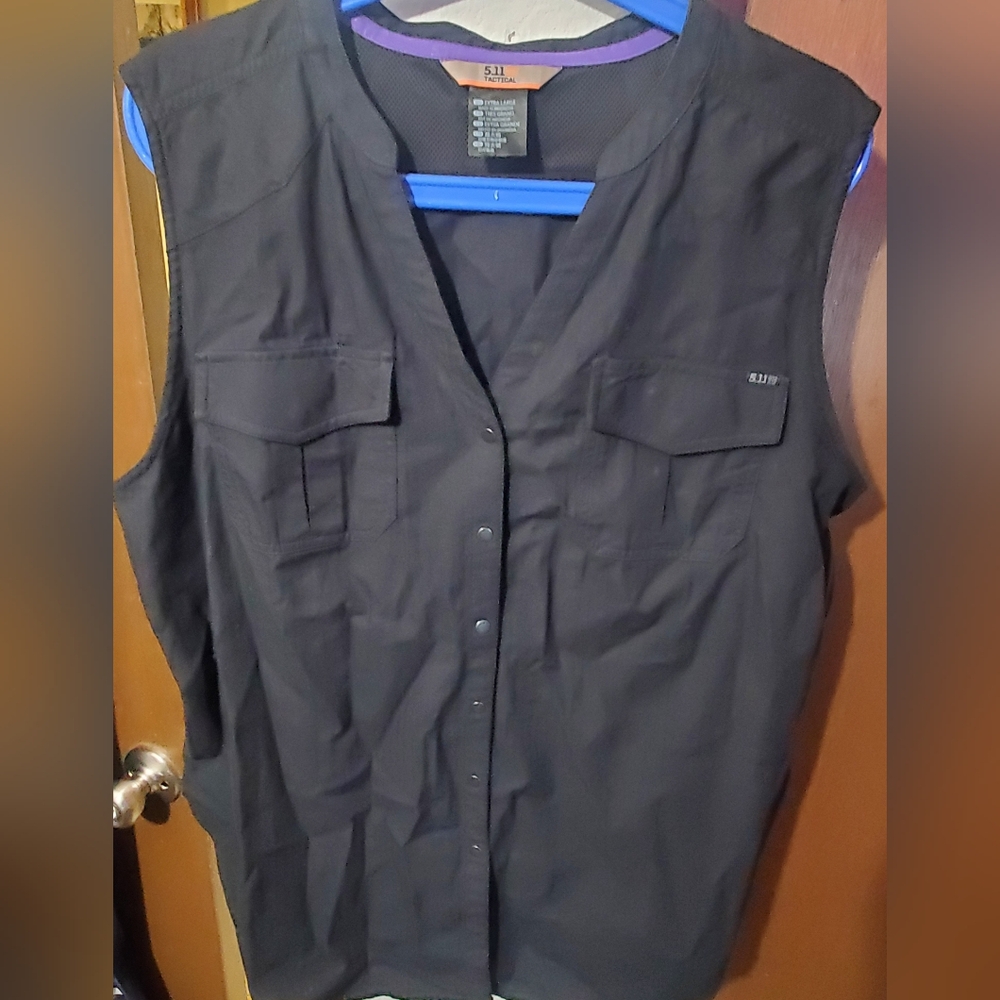 511 Tactical Shirt Womens Black XL Snap Front Meadow Top Herringbone V Neck